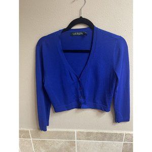 Ralph Lauren Blue Cropped 3/4 Length Sweater